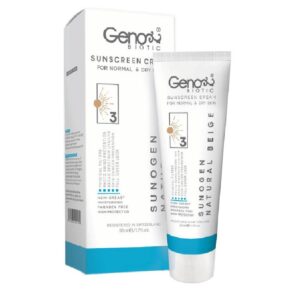 کرم ضد آفتاب رنگی ژنوبایوتیک SPF50 پوست معمولی تا خشک ّبژ طبیعی