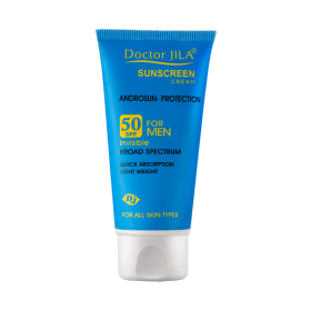 کرم ضد آفتاب بی رنگ SPF ۵۰ آندروسان پروتکشن دکتر ژیلا مناسب پوست آقایان است. این محصول بافت سبک و جذب سریع داشته و از آفتاب سوختگی پیشگیری می‌کند.