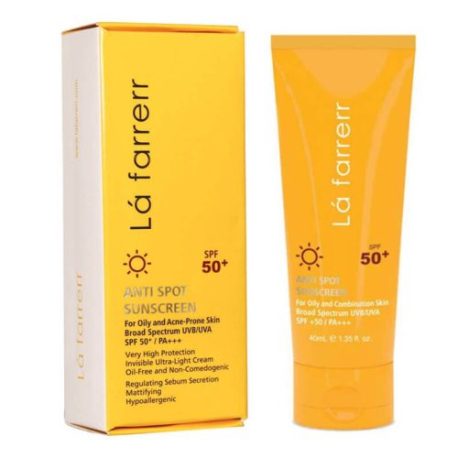 کرم ضد آفتاب و ضد لک بی رنگ SPF50 لافارر فاقد چربی