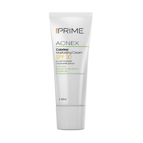 کرم مرطوب کننده آکنس SPF30 فاقد رنگ پریم مناسب پوست چرب کرم مرطوب کننده آکنس SPF30 فاقد رنگ پریم مناسب پوست چرب، علاوه بر خاصیت مرطوب کنندگی، ترشح چربی پوست را کنترل و از پوست در مقابل آفتاب نیز محافظت می کند.