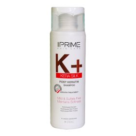 شامپو فاقد سولفات موهای کراتینه شده K پریم شوینده ای ملایم است که ضمن حفاظت از کراتین مو و بدون اثر مخرب، آلودگی‌های مو و پوست سر را پاک می کند.