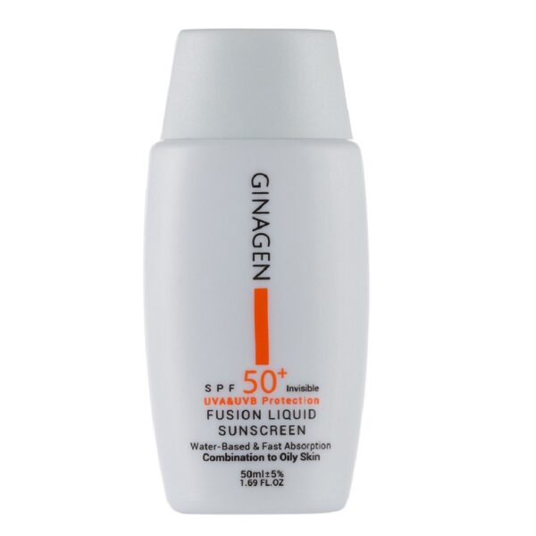 Ginagen SPF50 Fusion Liquid Sunscreen 50 ml لیکوئید ضد آفتاب بی رنگ پوست چرب SPF50 ژیناژن 50 میلی لیتر - Image 1