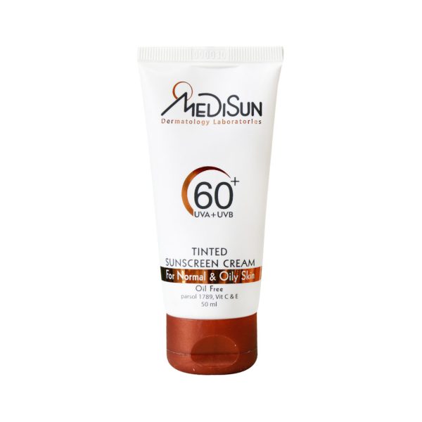 Medisun-Sunscreen-Cream-For-Normal-And-Oily-Skin-50-ml کرم ضد آفتاب رنگی SPF60 مدیسان پوست معمولی و چرب فاقد چربی است و با قدرت حفاظتی بالا از پوست در برابر پرتوهای مضر خورشید محافظت مینماید.