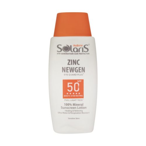 arden zinc newgen sunscreen SPF50 lotion for sensitive skin 100 ml لوسیون ضد آفتاب و التیام بخش پوست حساس سولاریس آردن