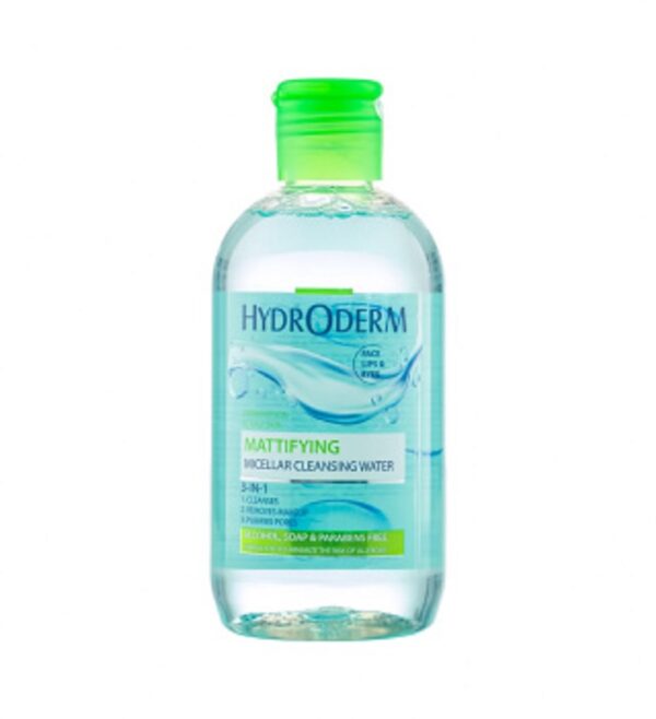 Hydroderm Mattifying Micellar Water For Oily Skins میسلار واتر هیدرودرم پوست چرب مدل Mattifying حجم 250 میلی لیتر