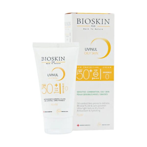 Bio Skin Plus SPF50 Sunscreen Fluid For Oily Skin 40 ml فلوئید ضد آفتاب SPF50 پوست چرب و مختلط بایو اسکین پلاس 40 میلی لیتر
